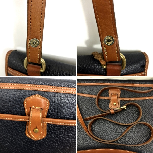 Dooney & Bourke Vintage Large Cavalry Portfolio Briefcase Navy AWL British Tan - Picture 7 of 9